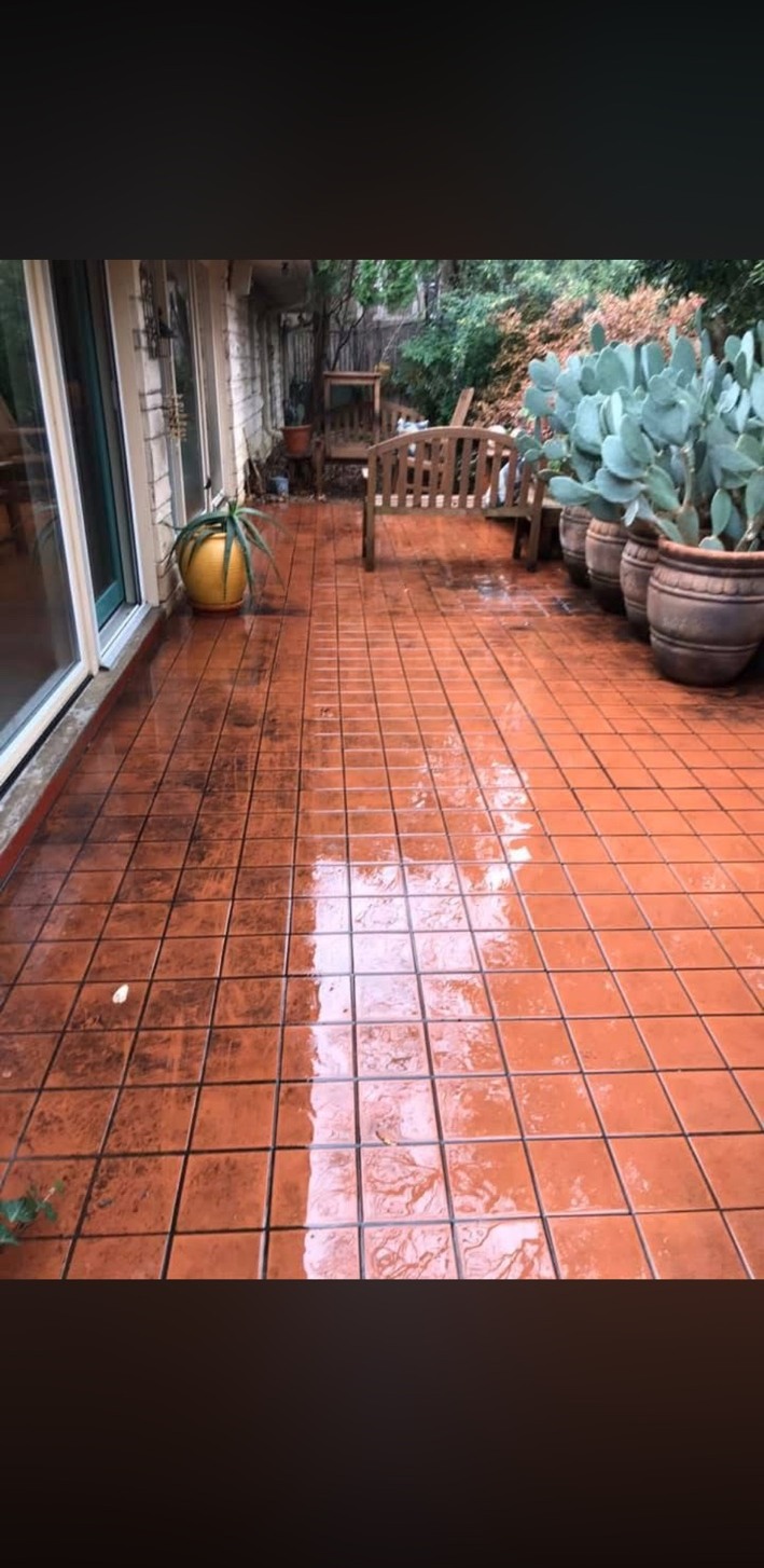 Before tile patio cleaning in Dallas Texas