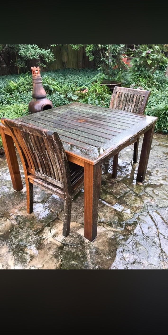 Before outdoor furniture cleaning in Dallas Texas